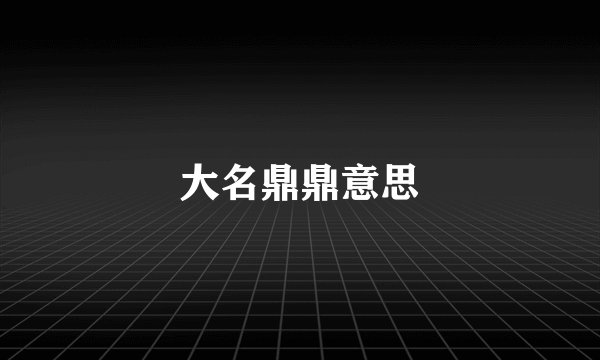 大名鼎鼎意思