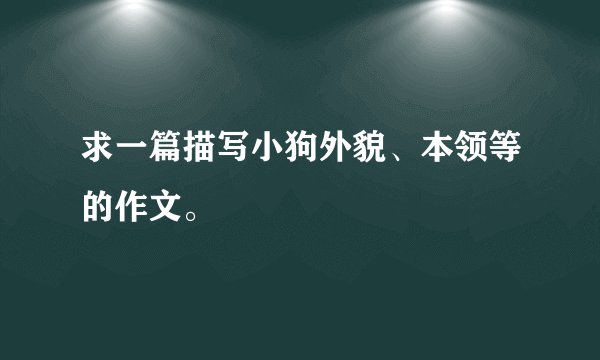 求一篇描写小狗外貌、本领等的作文。