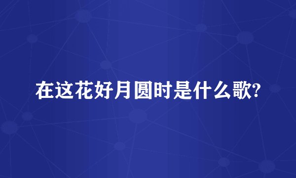 在这花好月圆时是什么歌?