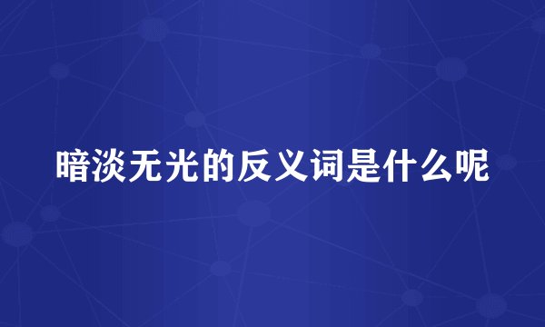 暗淡无光的反义词是什么呢