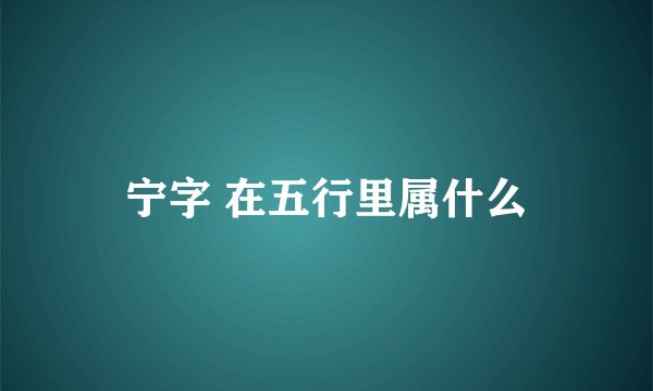 宁字 在五行里属什么