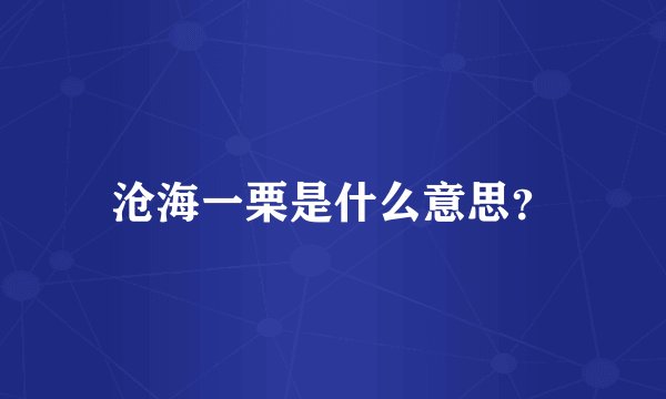 沧海一栗是什么意思？