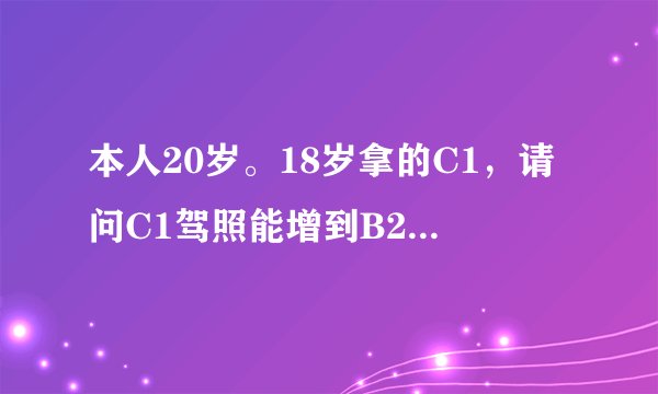 本人20岁。18岁拿的C1，请问C1驾照能增到B2或B1吗？如果可以是增B1还好还是B2好？