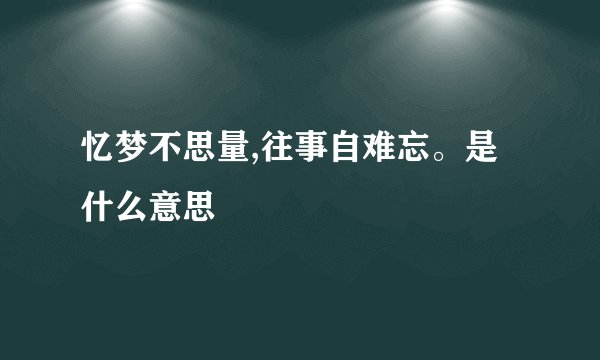 忆梦不思量,往事自难忘。是什么意思