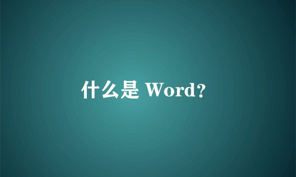 什么是 Word？