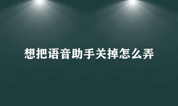 想把语音助手关掉怎么弄