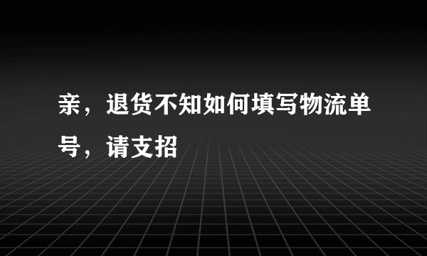 亲，退货不知如何填写物流单号，请支招