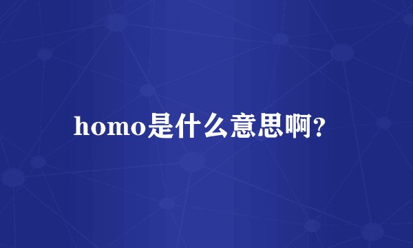 homo是什么意思啊？