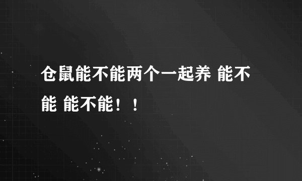 仓鼠能不能两个一起养 能不能 能不能！！