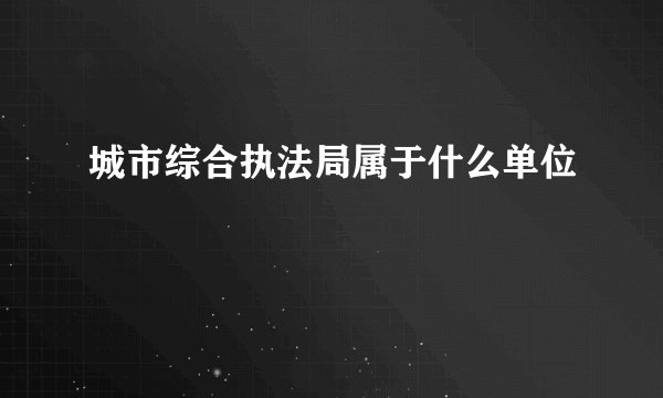 城市综合执法局属于什么单位