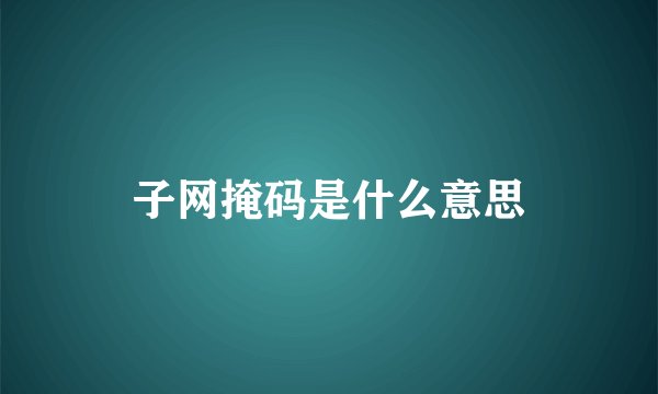 子网掩码是什么意思