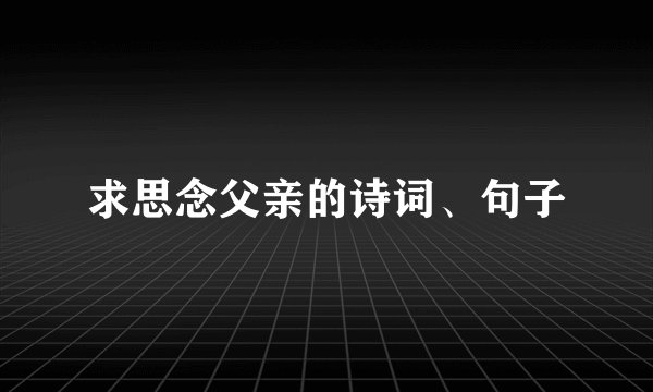 求思念父亲的诗词、句子