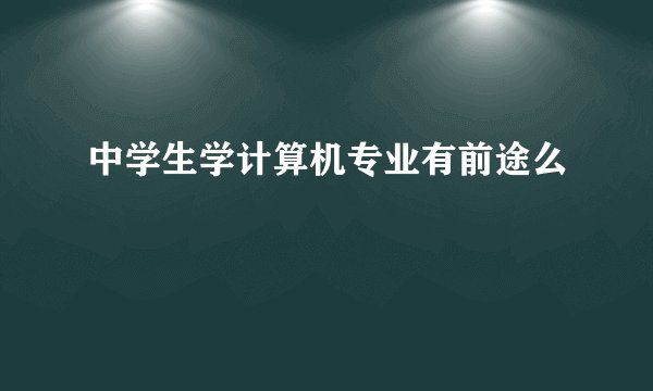 中学生学计算机专业有前途么