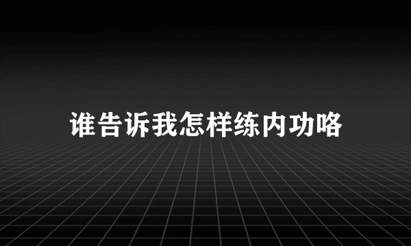 谁告诉我怎样练内功咯