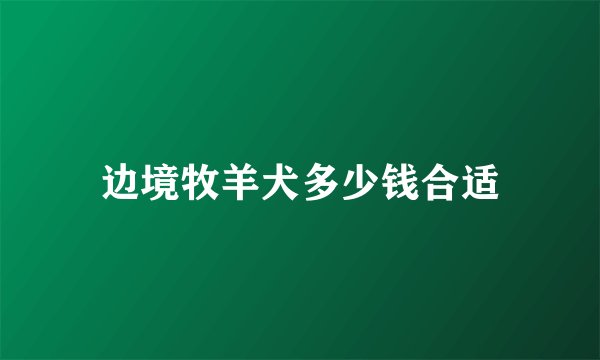 边境牧羊犬多少钱合适