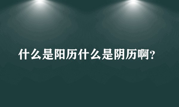 什么是阳历什么是阴历啊？