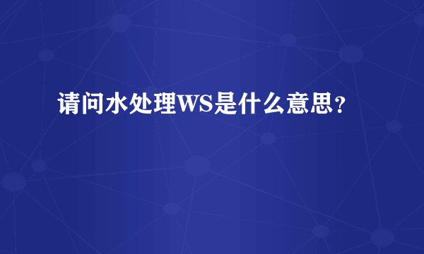 请问水处理WS是什么意思？