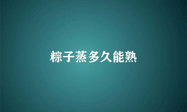 粽子蒸多久能熟