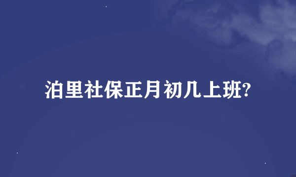 泊里社保正月初几上班?