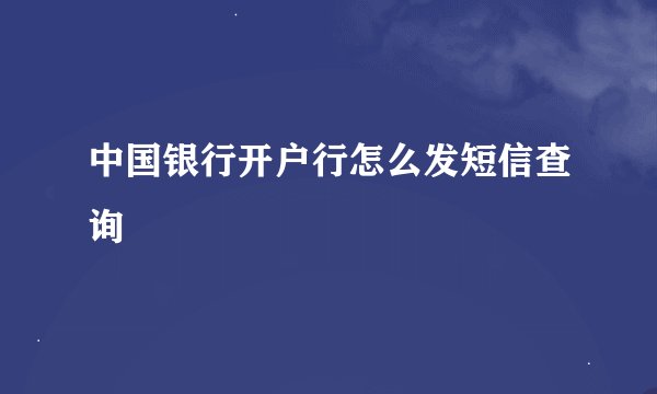 中国银行开户行怎么发短信查询