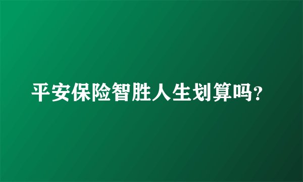 平安保险智胜人生划算吗？