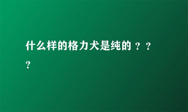 什么样的格力犬是纯的 ？？？