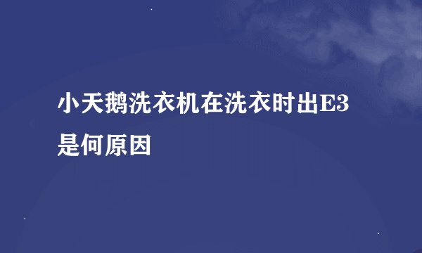 小天鹅洗衣机在洗衣时出E3是何原因