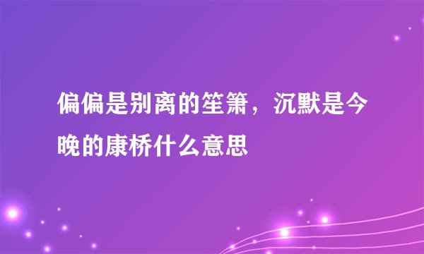 偏偏是别离的笙箫，沉默是今晚的康桥什么意思