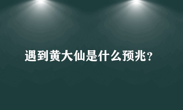 遇到黄大仙是什么预兆？
