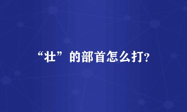 “壮”的部首怎么打？