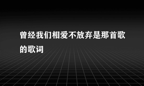 曾经我们相爱不放弃是那首歌的歌词