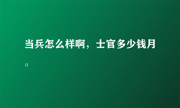当兵怎么样啊，士官多少钱月。