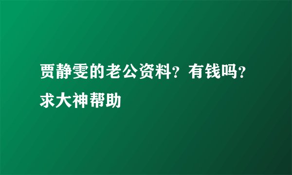 贾静雯的老公资料？有钱吗？求大神帮助