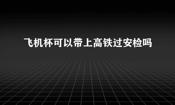 飞机杯可以带上高铁过安检吗