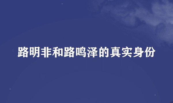 路明非和路鸣泽的真实身份