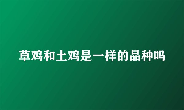 草鸡和土鸡是一样的品种吗