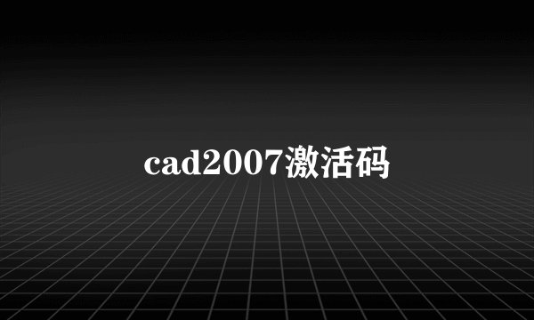 cad2007激活码