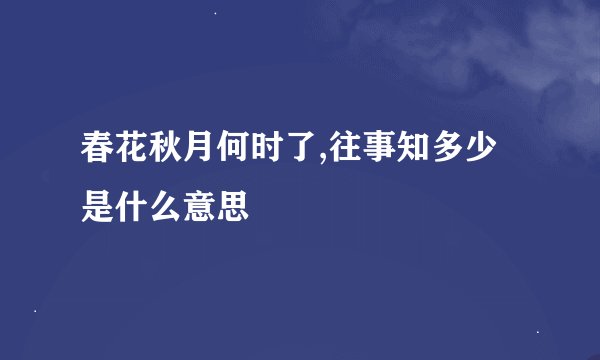 春花秋月何时了,往事知多少是什么意思