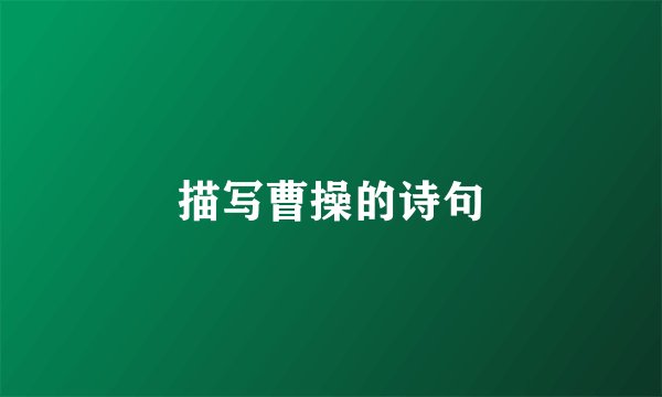 描写曹操的诗句