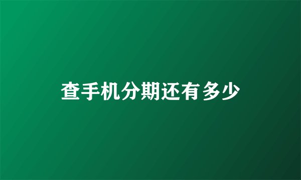 查手机分期还有多少