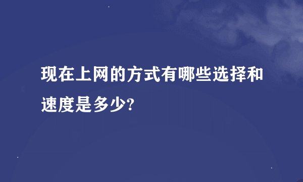 现在上网的方式有哪些选择和速度是多少?