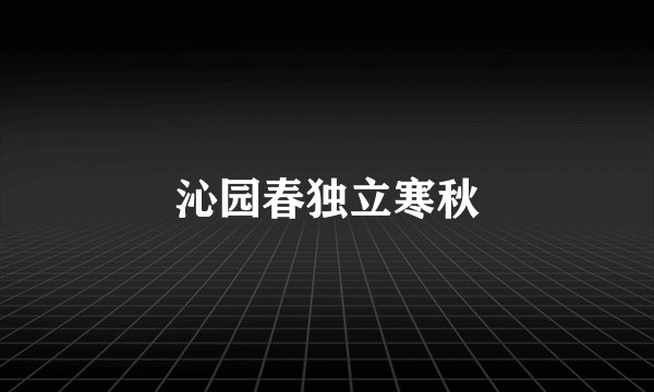 沁园春独立寒秋