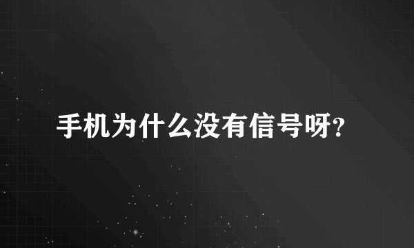 手机为什么没有信号呀？