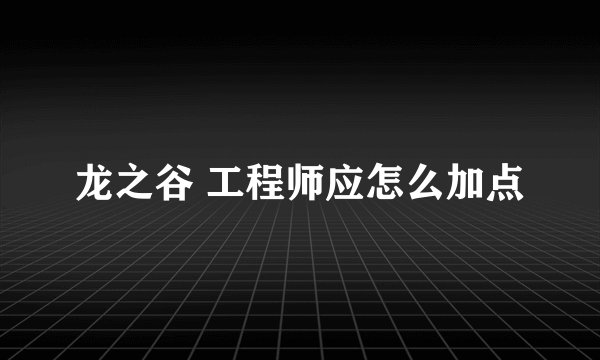 龙之谷 工程师应怎么加点