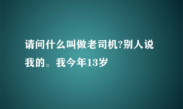 请问什么叫做老司机?别人说我的。我今年13岁
