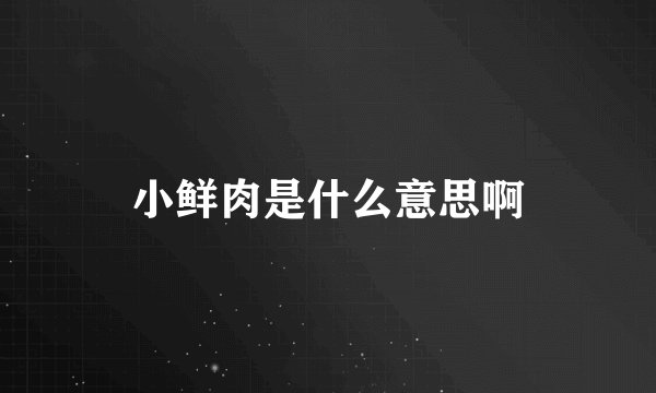 小鲜肉是什么意思啊