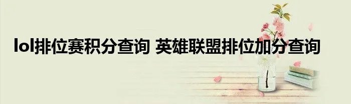 lol排位赛积分查询 英雄联盟排位加分查询