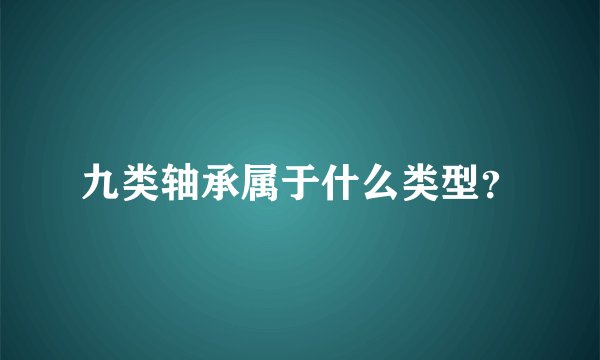 九类轴承属于什么类型？