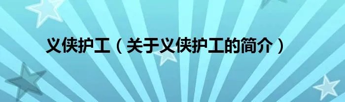 义侠护工（关于义侠护工的简介）