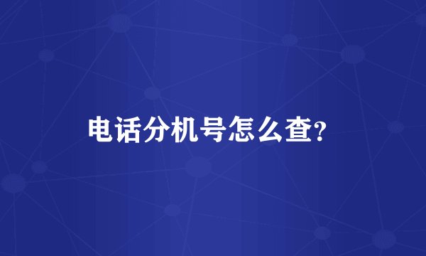 电话分机号怎么查？
